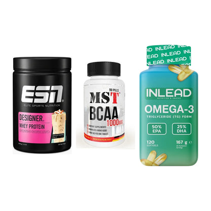Definitionsphase-Set: ESN Designer + MST BCAA 1000 + INLEAD Omega-3 – alle enthaltenen Artikel