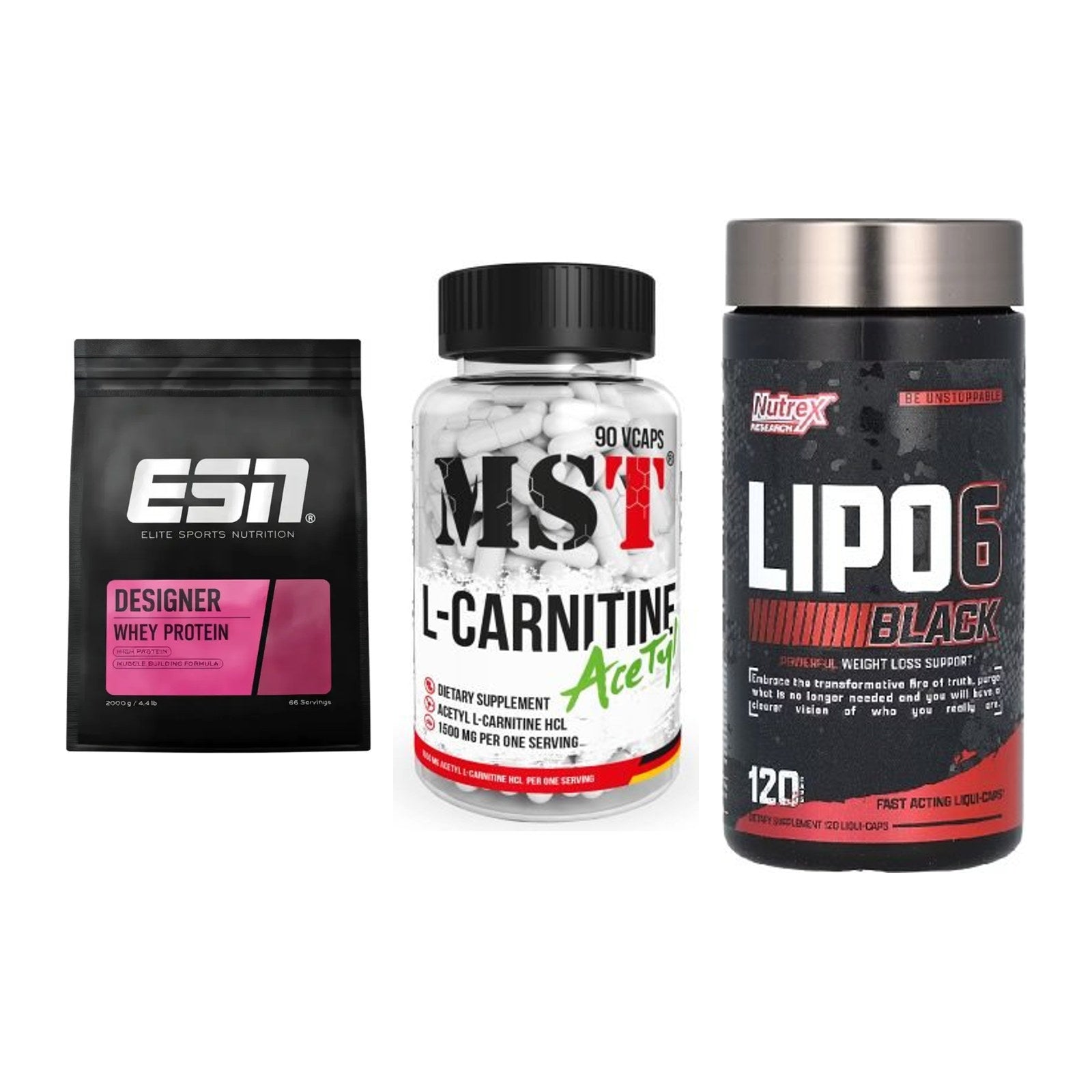 Definitionsphase-Set: ESN Designer + MST L-Carnitin + Nutrex Lipo 6 – alle enthaltenen Artikel