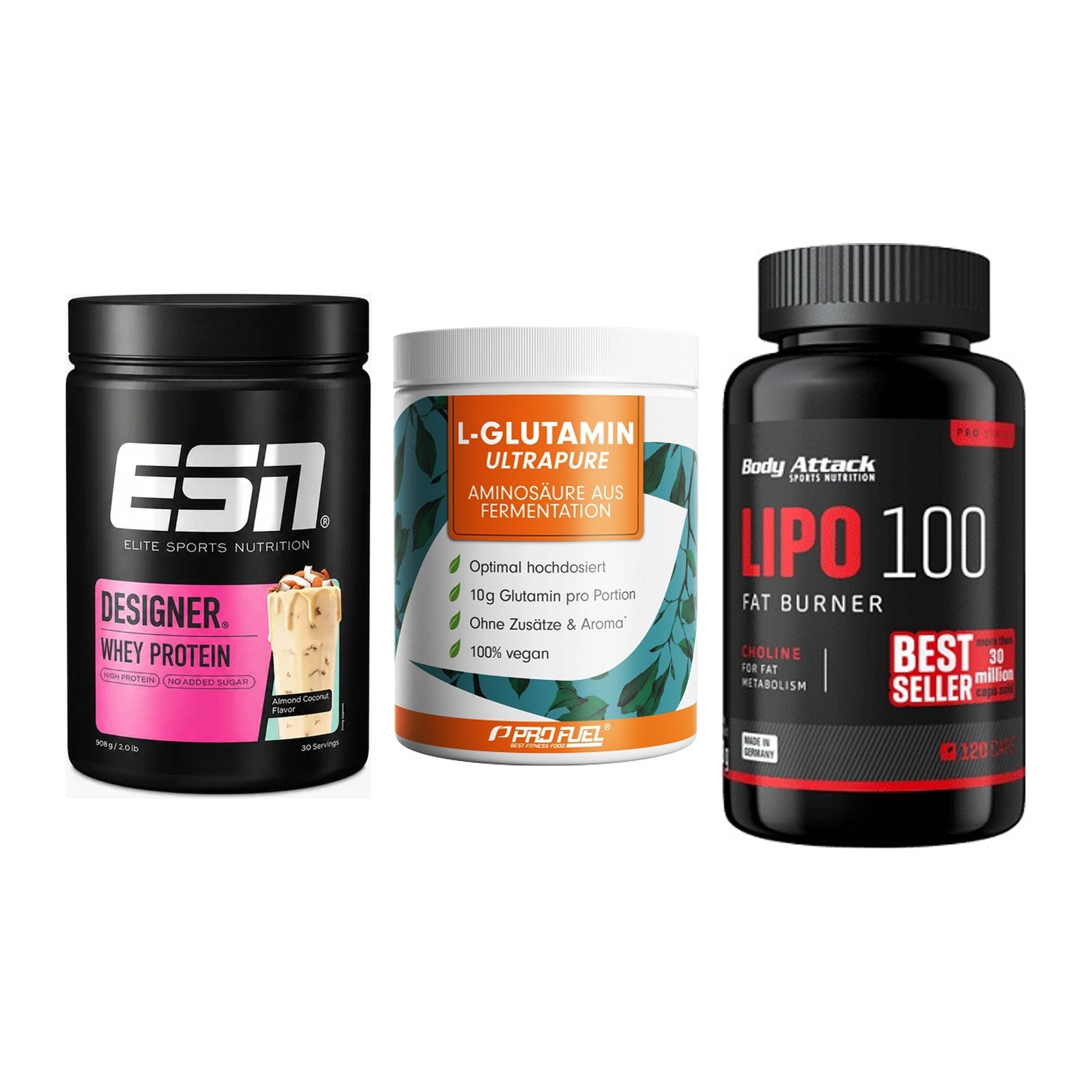 Definitionsphase-Set: ESN Designer + ProFuel Glutam + Body Attack – alle enthaltenen Artikel