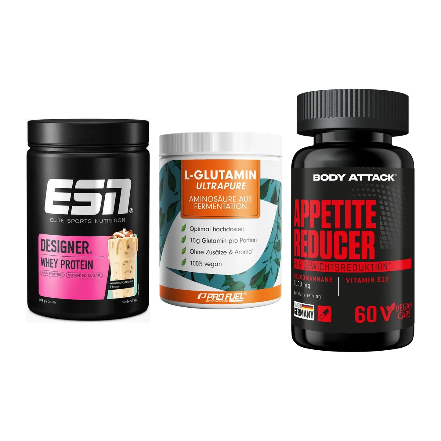 Definitionsphase-Set: ESN Designer + ProFuel Glutam + Body Attack – alle enthaltenen Artikel