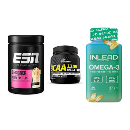 Definitionsphase-Set: ESN Designer + Olimp BCAA + INLEAD Omega-3 – alle enthaltenen Artikel