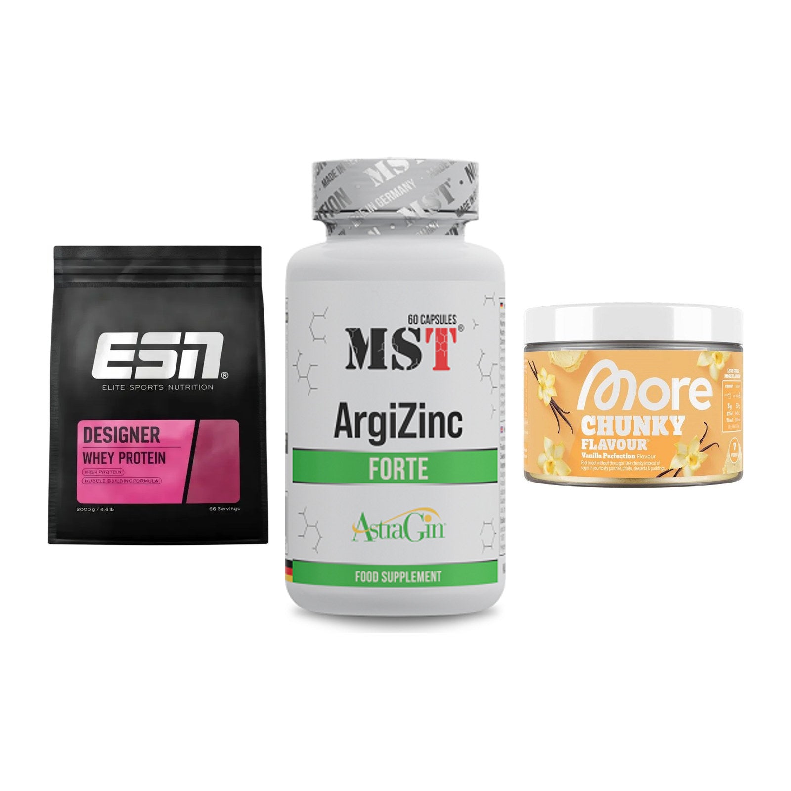 Definitionsphase-Set: ESN Designer + MST ArgiZinc + More Nutrition – alle enthaltenen Artikel