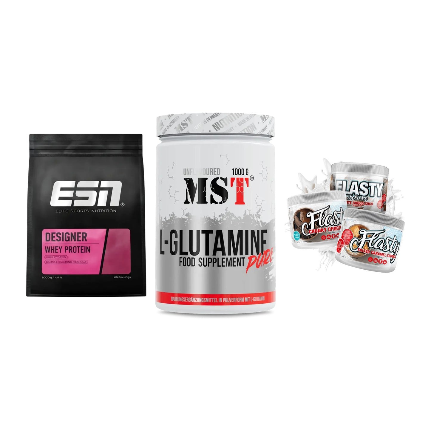 Definitionsphase-Set: ESN Designer + MST Glutamine + Sinob Flasty – alle enthaltenen Artikel