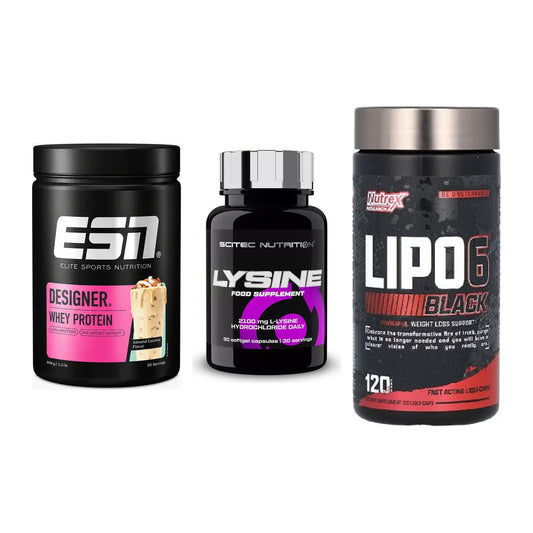 Definitionsphase-Set: ESN Designer + Scitec Lysine + Nutrex Lipo 6 – alle enthaltenen Artikel