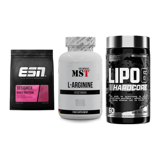 Definitionsphase-Set: ESN Designer + MST L-Arginine + Nutrex Lipo 6 – alle enthaltenen Artikel