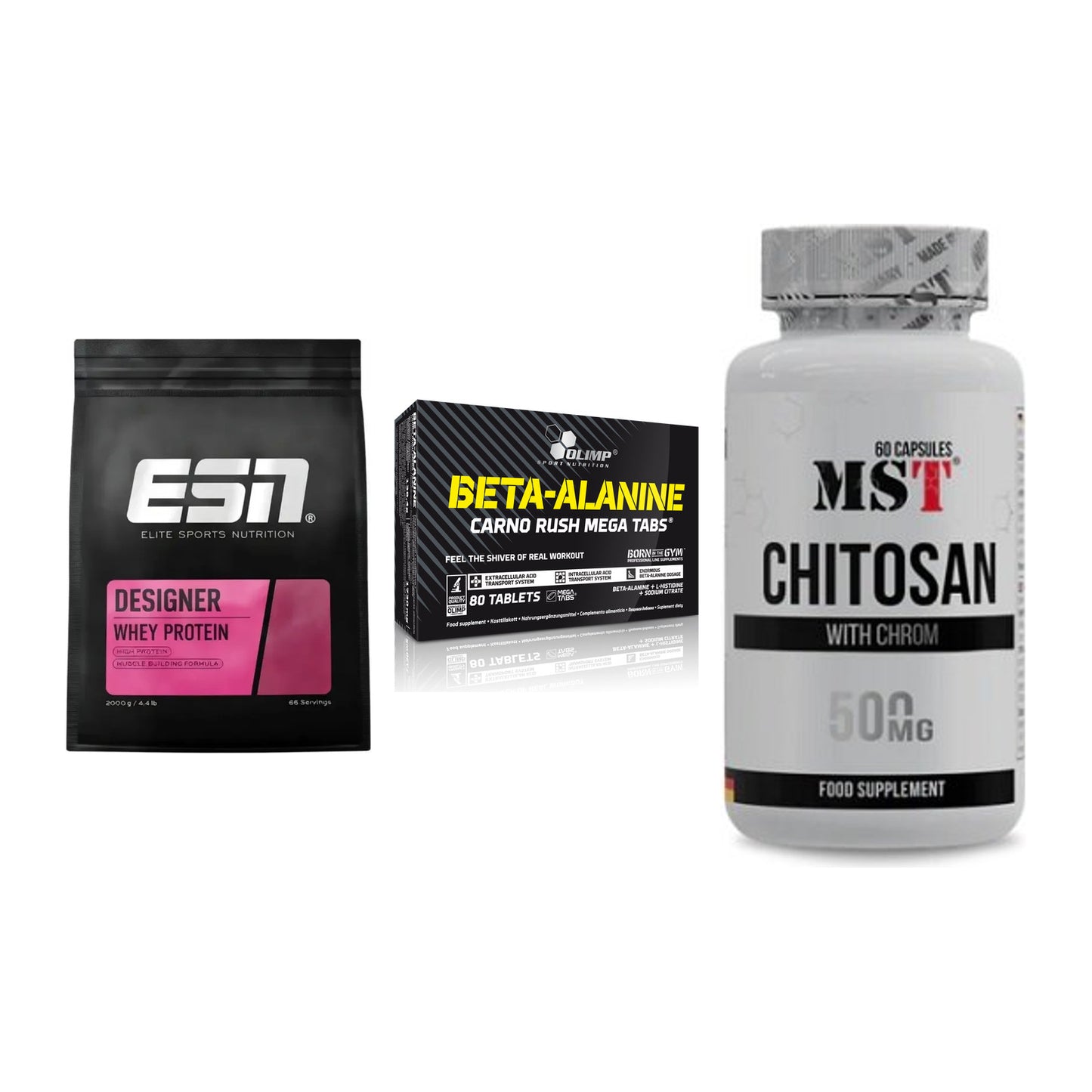 Definitionsphase-Set: ESN Designer + Olimp Beta-Ala + MST Chitosan – alle enthaltenen Artikel