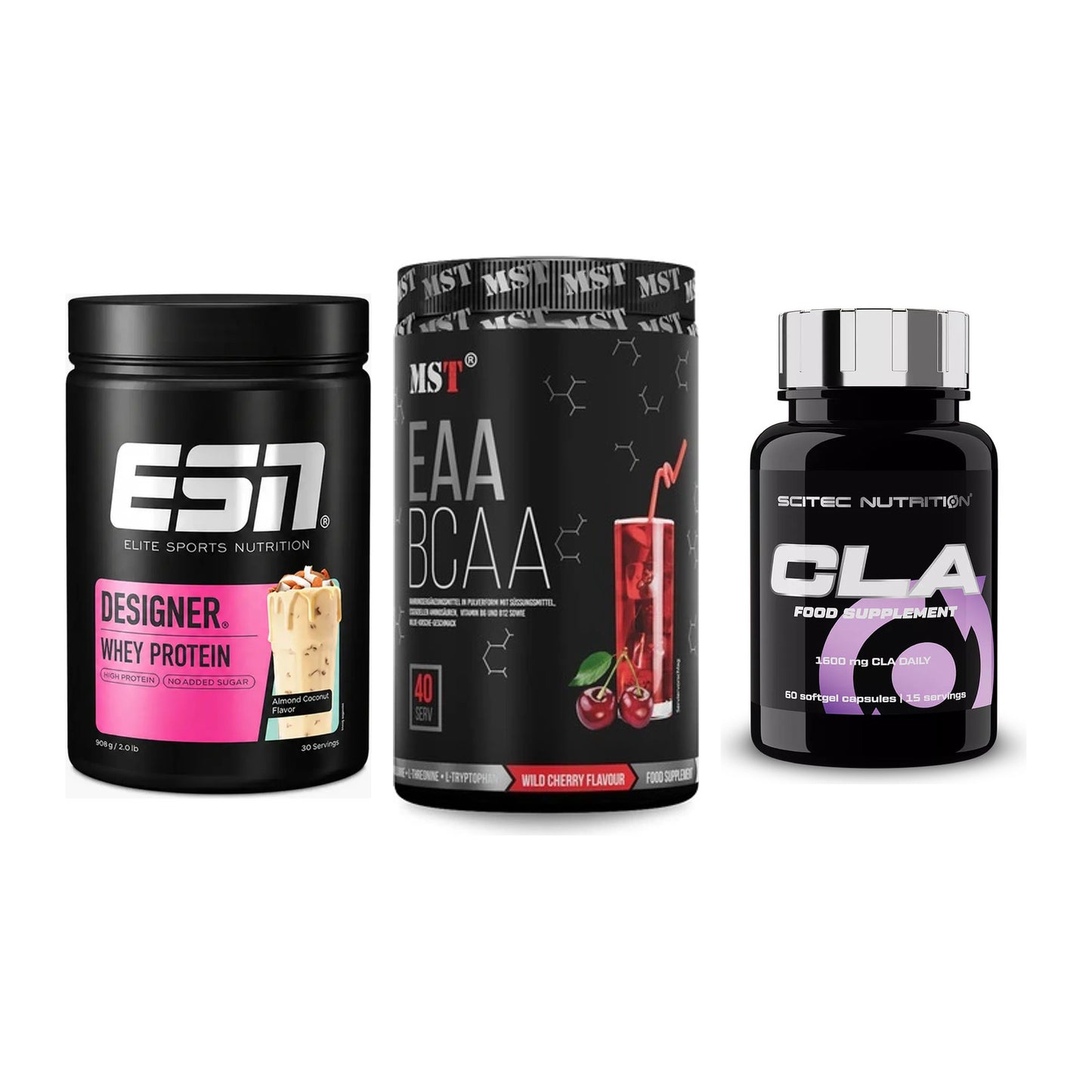 Definitionsphase-Set: ESN Designer Whey + MST EAA & BCAA + Scitec CLA – alle enthaltenen Artikel