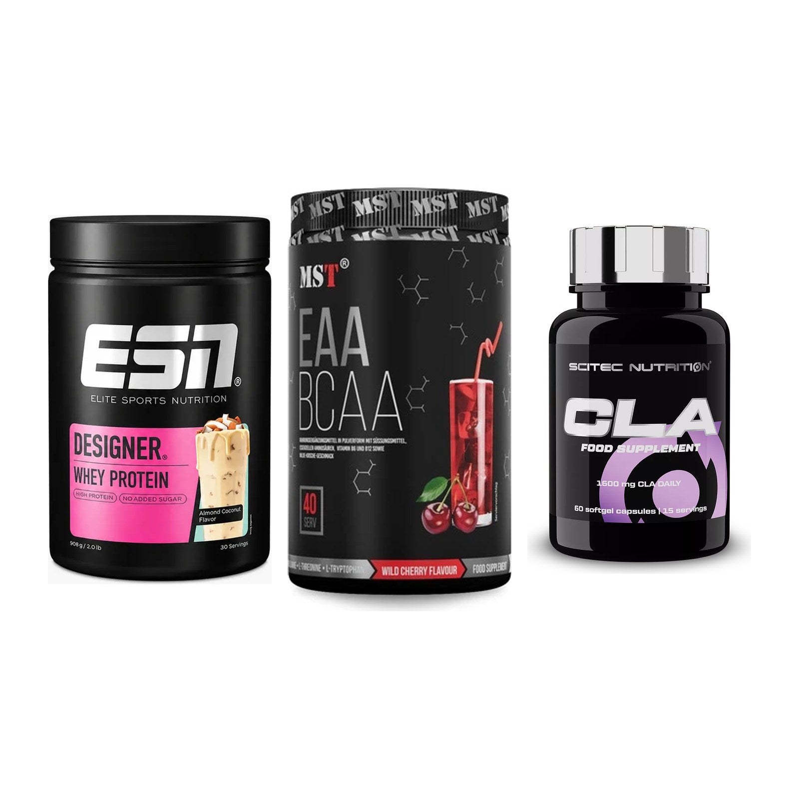 Definitionsphase-Set: ESN Designer Whey + MST EAA & BCAA + Scitec CLA – alle enthaltenen Artikel