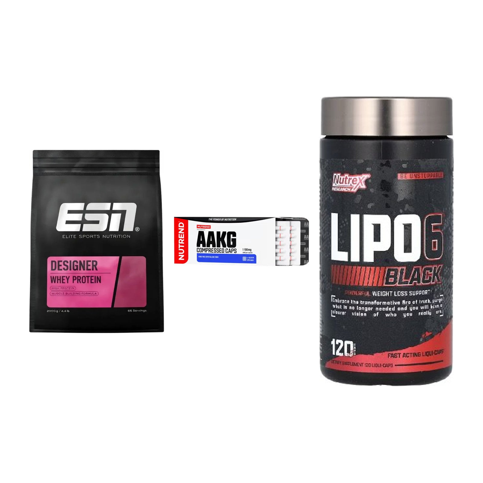 Definitionsphase-Set: ESN Designer + Nutrend AAKG + Nutrex Lipo 6 – alle enthaltenen Artikel