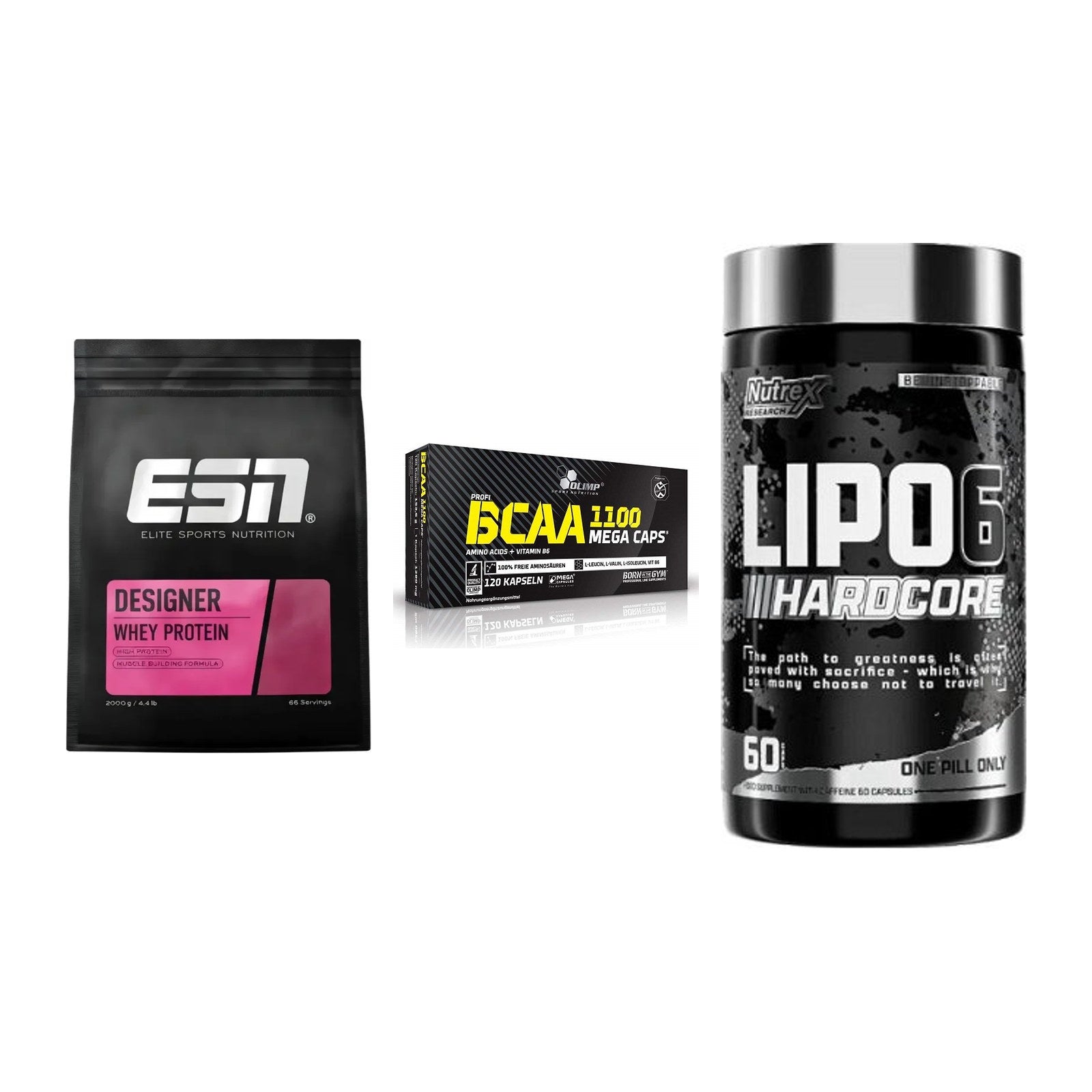 Definitionsphase-Set: ESN Designer + Olimp BCAA + Nutrex Lipo 6 – alle enthaltenen Artikel