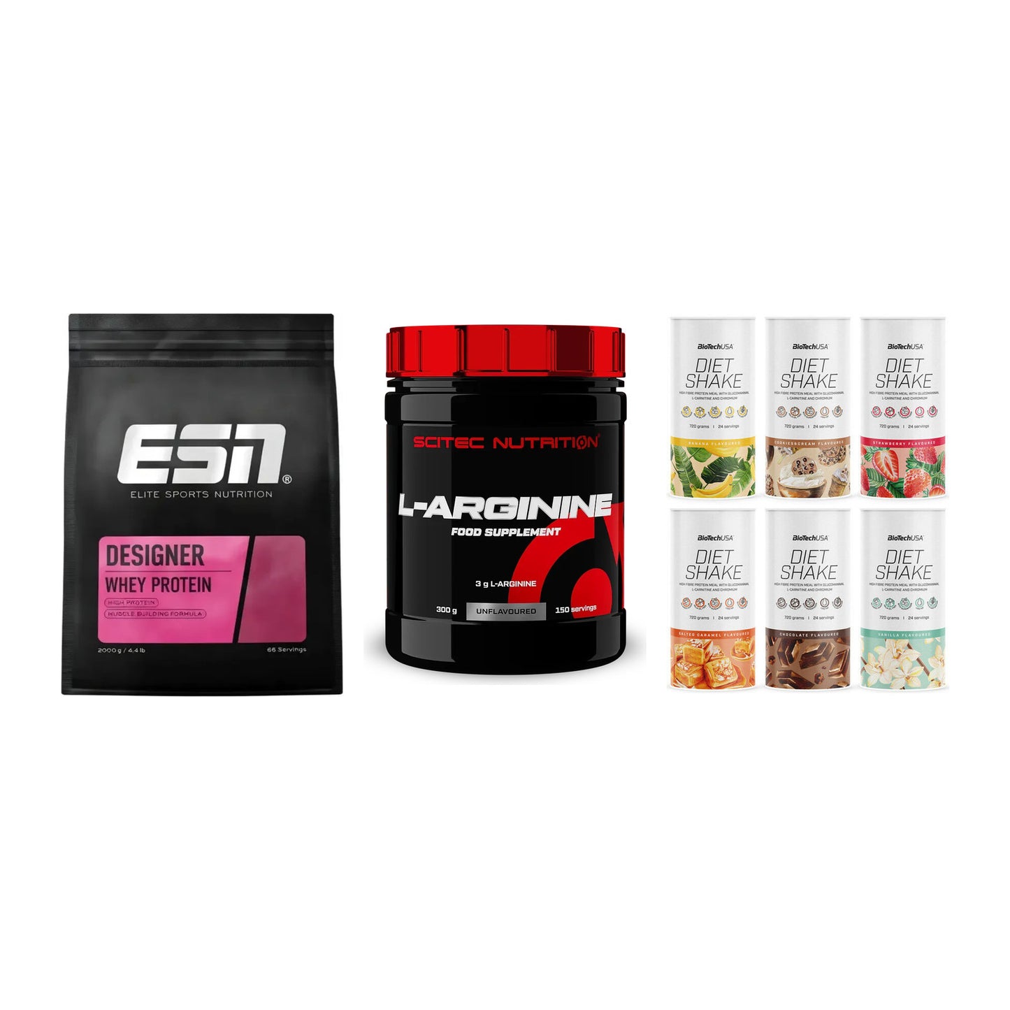 Definitionsphase-Set: ESN Designer + Scitec Arginin + BioTech Diet – alle enthaltenen Artikel