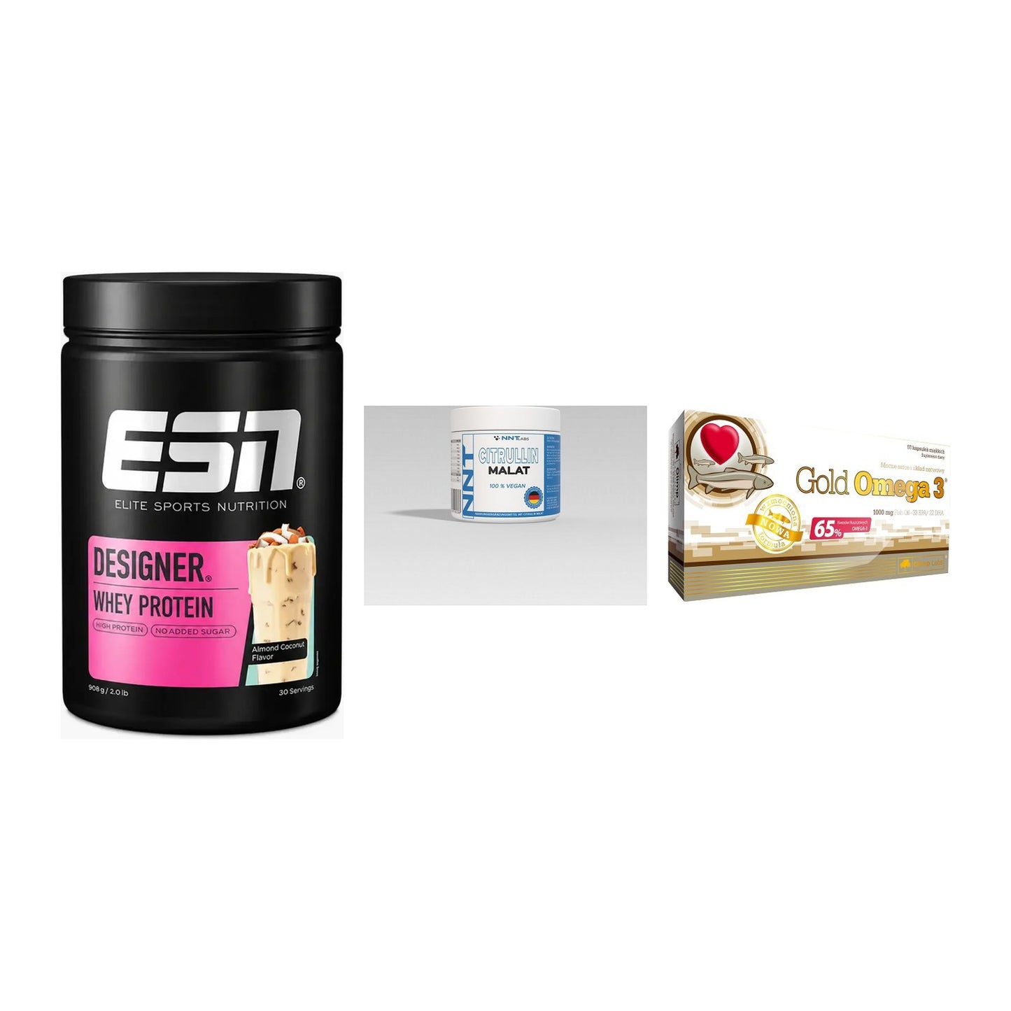 Definitionsphase-Set: ESN Designer + NNT Citrullin + Olimp Omega 3 – alle enthaltenen Artikel