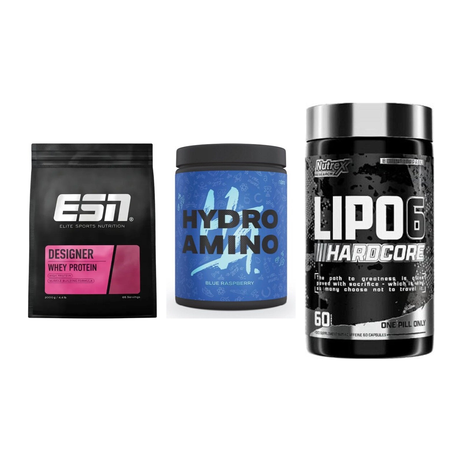 Definitionsphase-Set: ESN Designer + Nanosupps + Nutrex Lipo 6 – alle enthaltenen Artikel