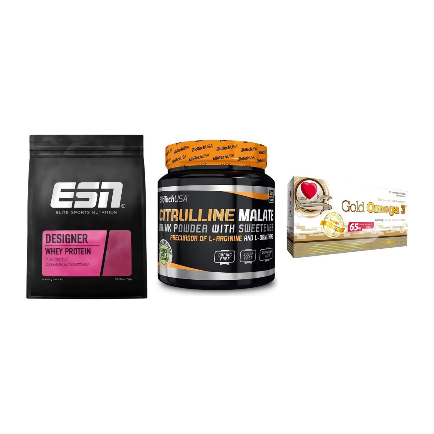 Definitionsphase-Set: ESN Designer + BioTech Citrul + Olimp Omega 3 – alle enthaltenen Artikel