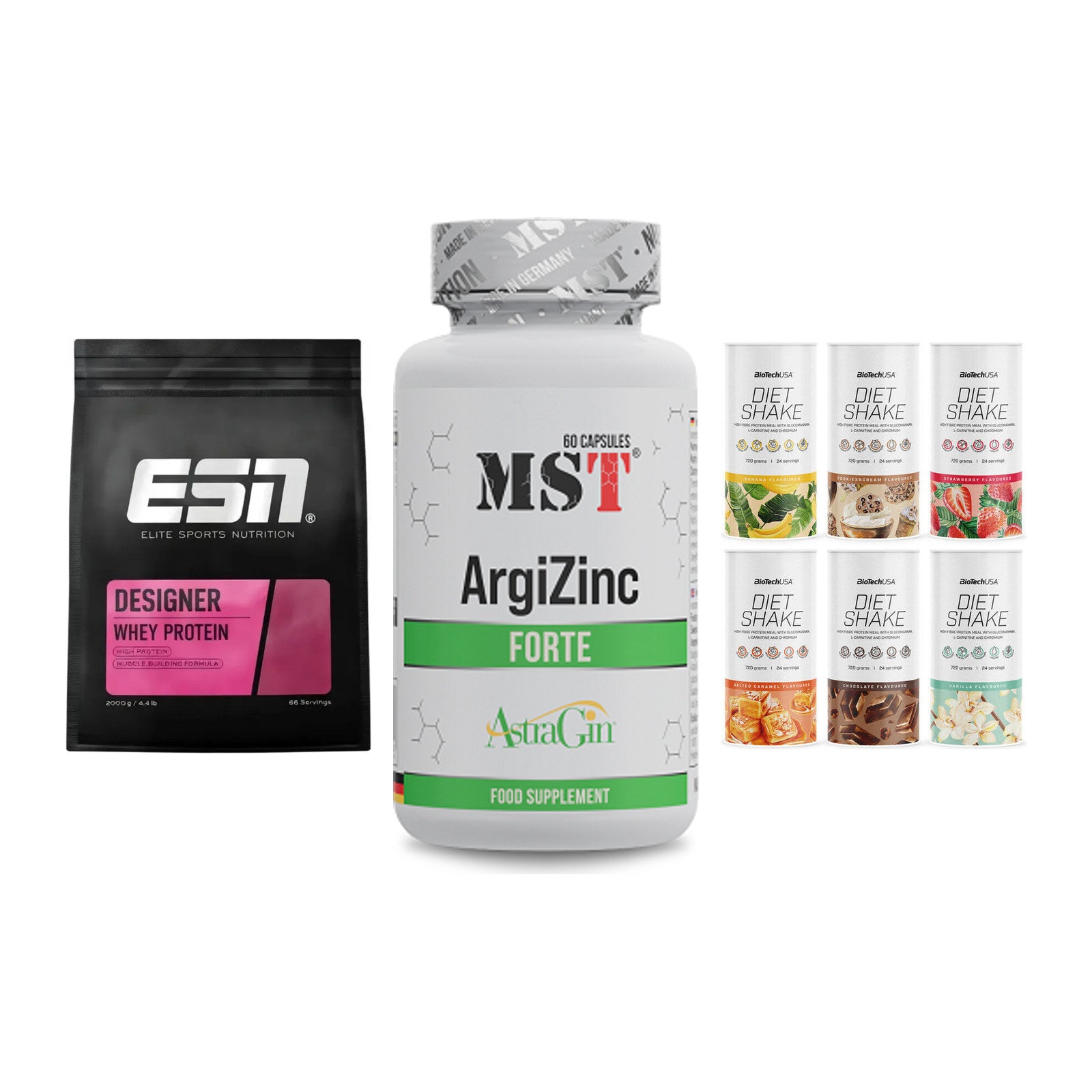 Definitionsphase-Set: ESN Designer + MST ArgiZinc + BioTech Diet – alle enthaltenen Artikel