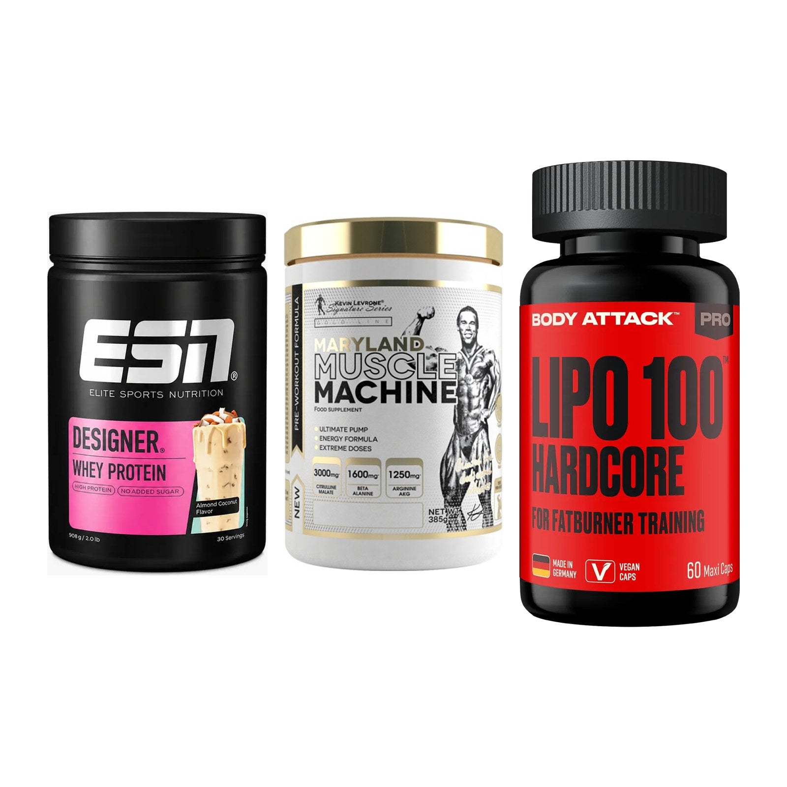 Definitionsphase-Set: ESN Designer + Kevin Levrone + Body Attack – alle enthaltenen Artikel
