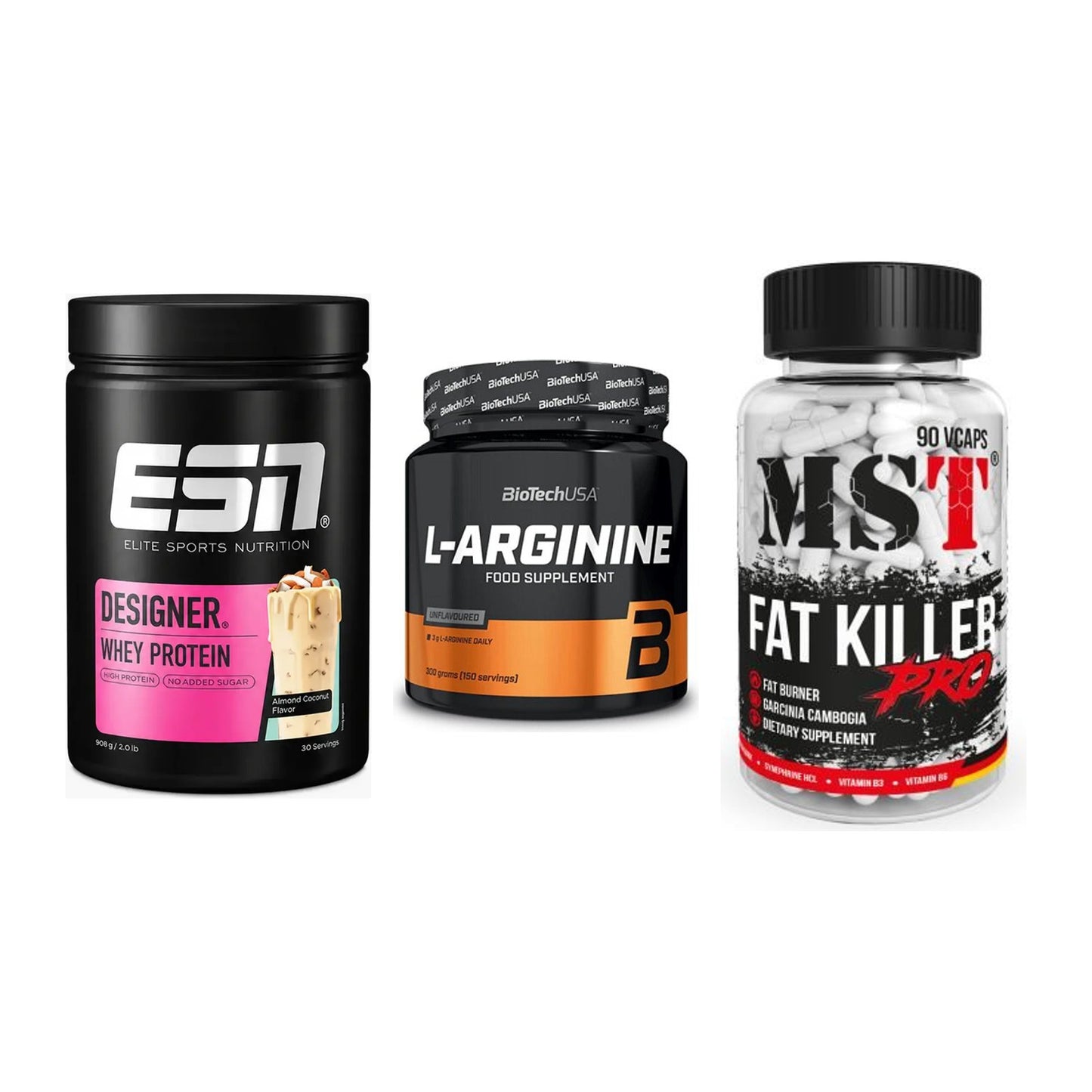 Definitionsphase-Set: ESN Designer + BioTech L-Argi + MST Fat Killer – alle enthaltenen Artikel