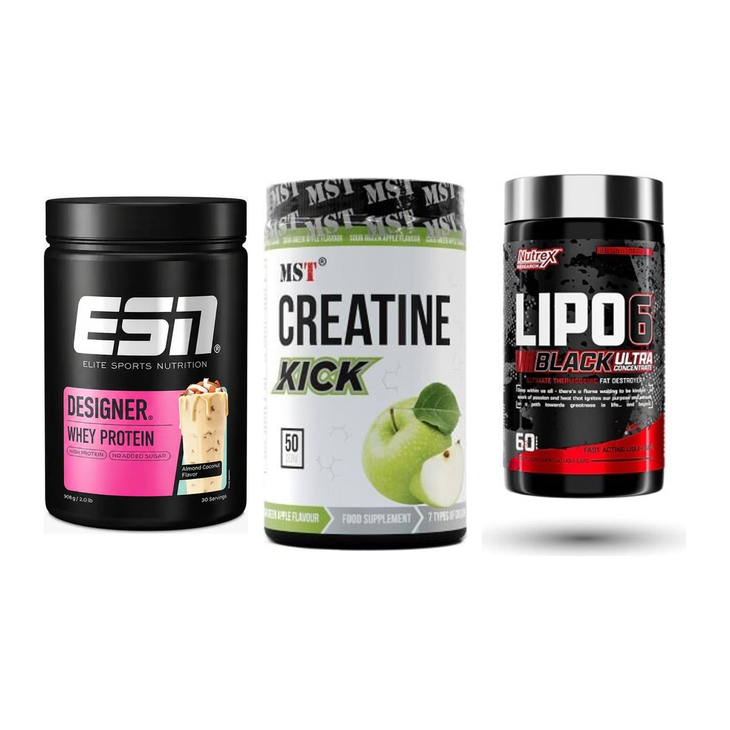 Definitionsphase-Set: ESN Designer + MST Creatine + Nutrex Lipo 6 – alle enthaltenen Artikel