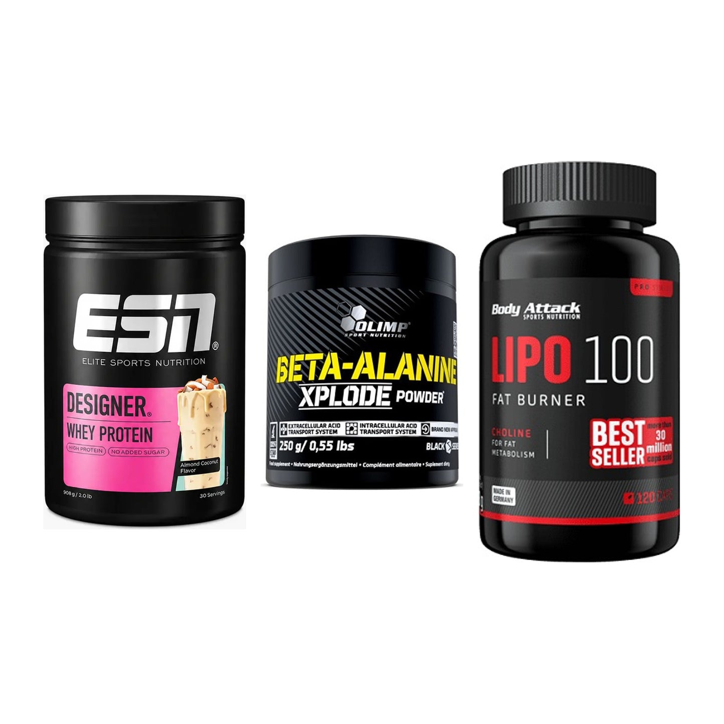 Definitionsphase-Set: ESN Designer + Olimp Beta-Ala + Body Attack – alle enthaltenen Artikel