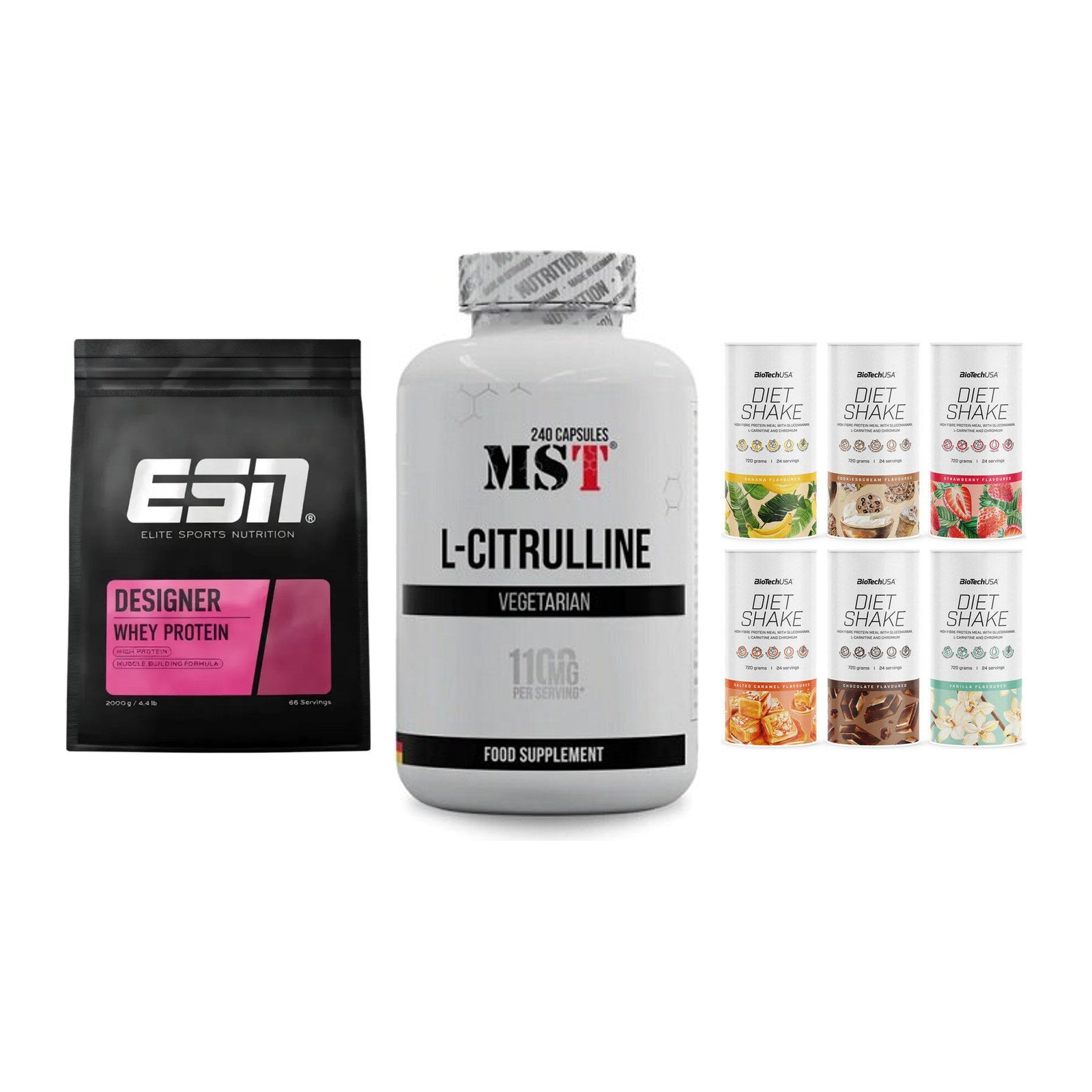 Definitionsphase-Set: ESN Designer + MST Citrulline + BioTech Diet – alle enthaltenen Artikel