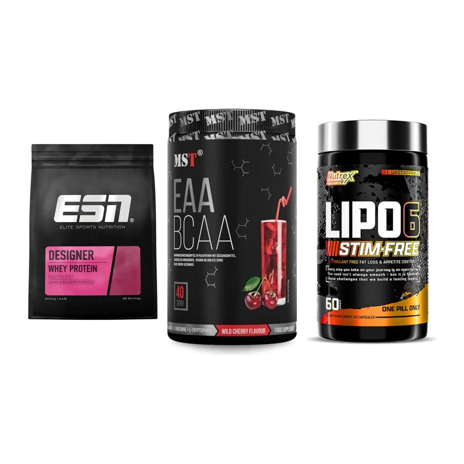 Definitionsphase-Set: ESN Designer + MST EAA & BCAA + Nutrex Lipo 6 – alle enthaltenen Artikel