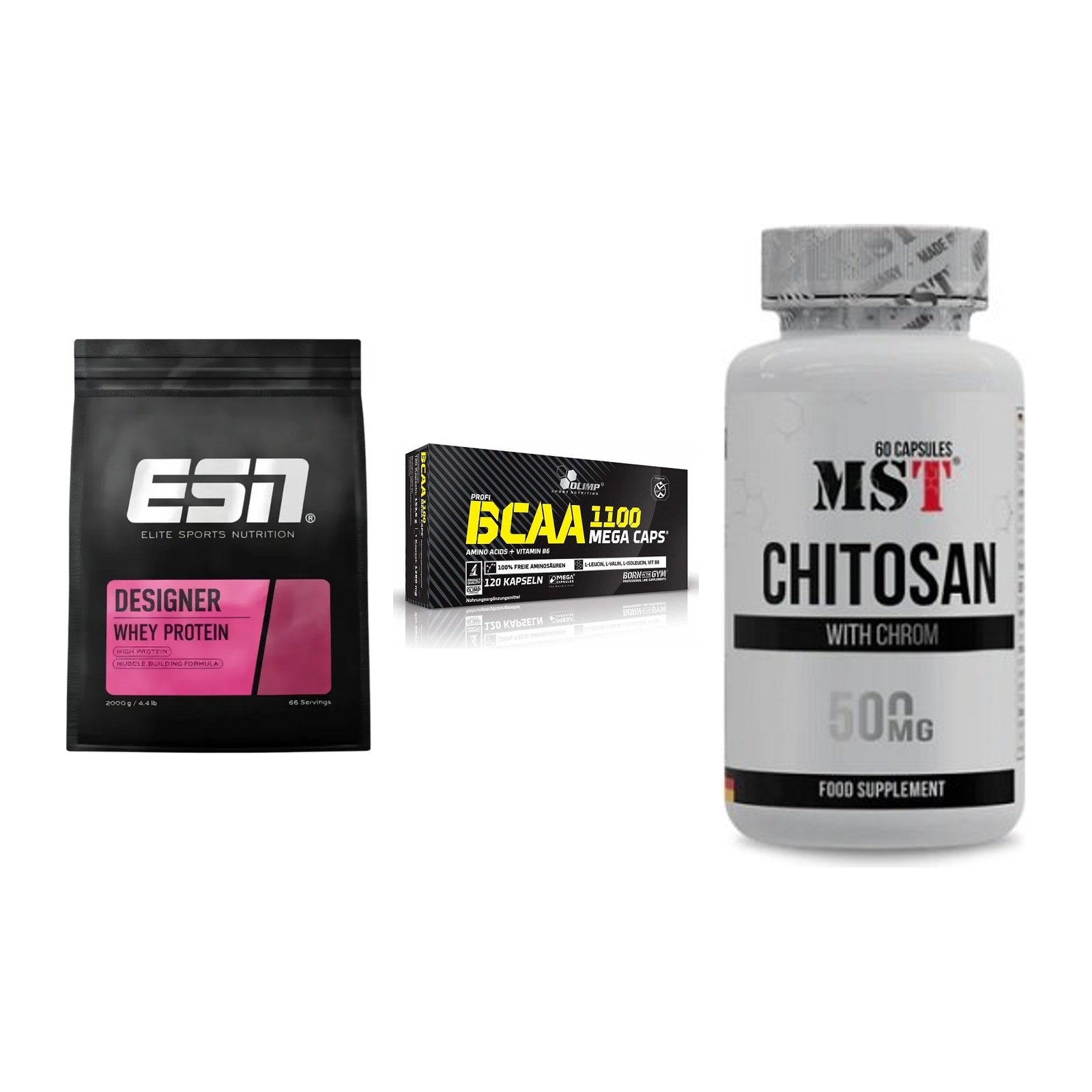 Definitionsphase-Set: ESN Designer + Olimp BCAA + MST Chitosan – alle enthaltenen Artikel