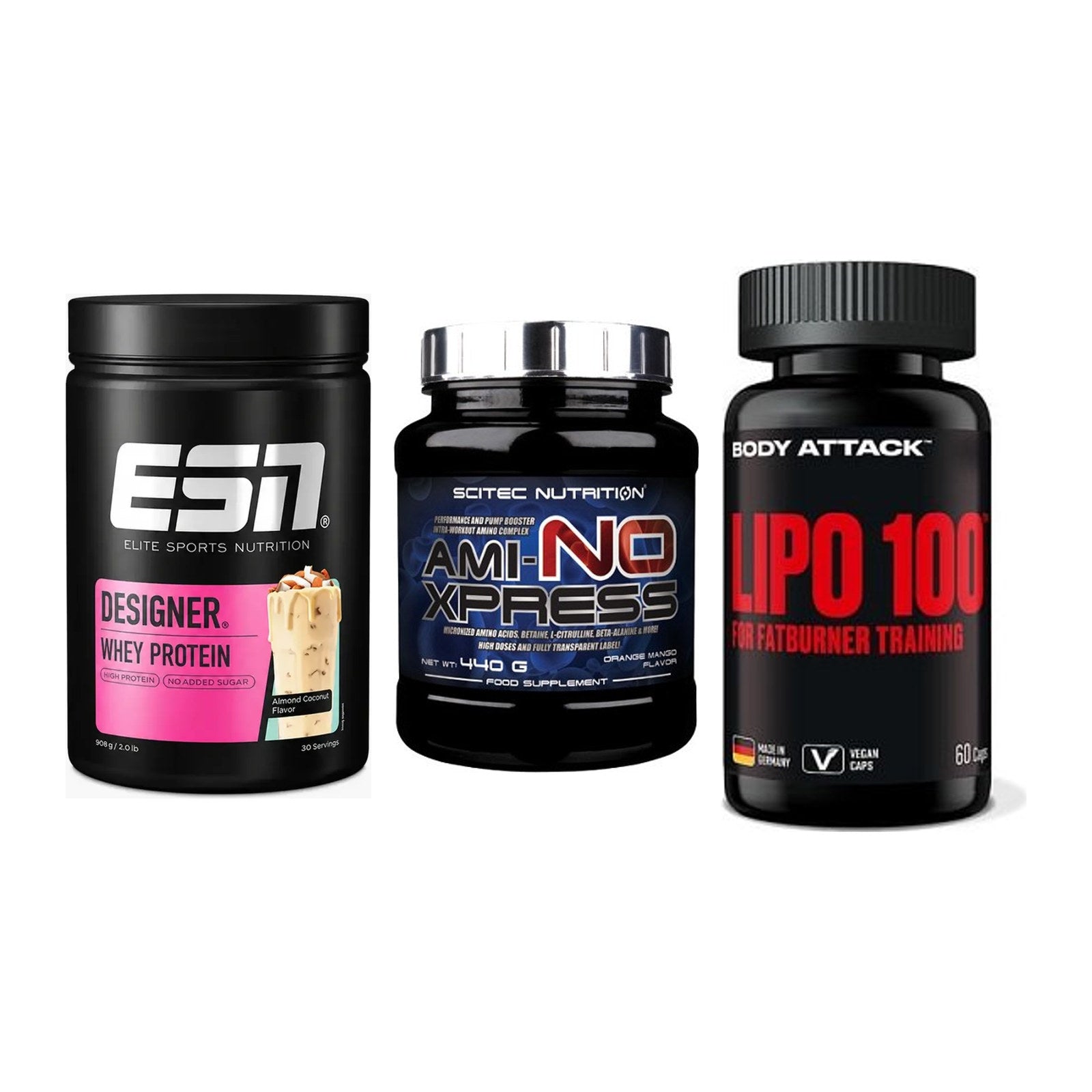 Definitionsphase-Set: ESN Designer + Scitec Ami-NO + Body Attack – alle enthaltenen Artikel