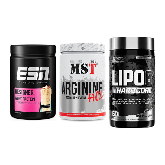 Definitionsphase-Set: ESN Designer + MST Arginine + Nutrex Lipo 6 – alle enthaltenen Artikel