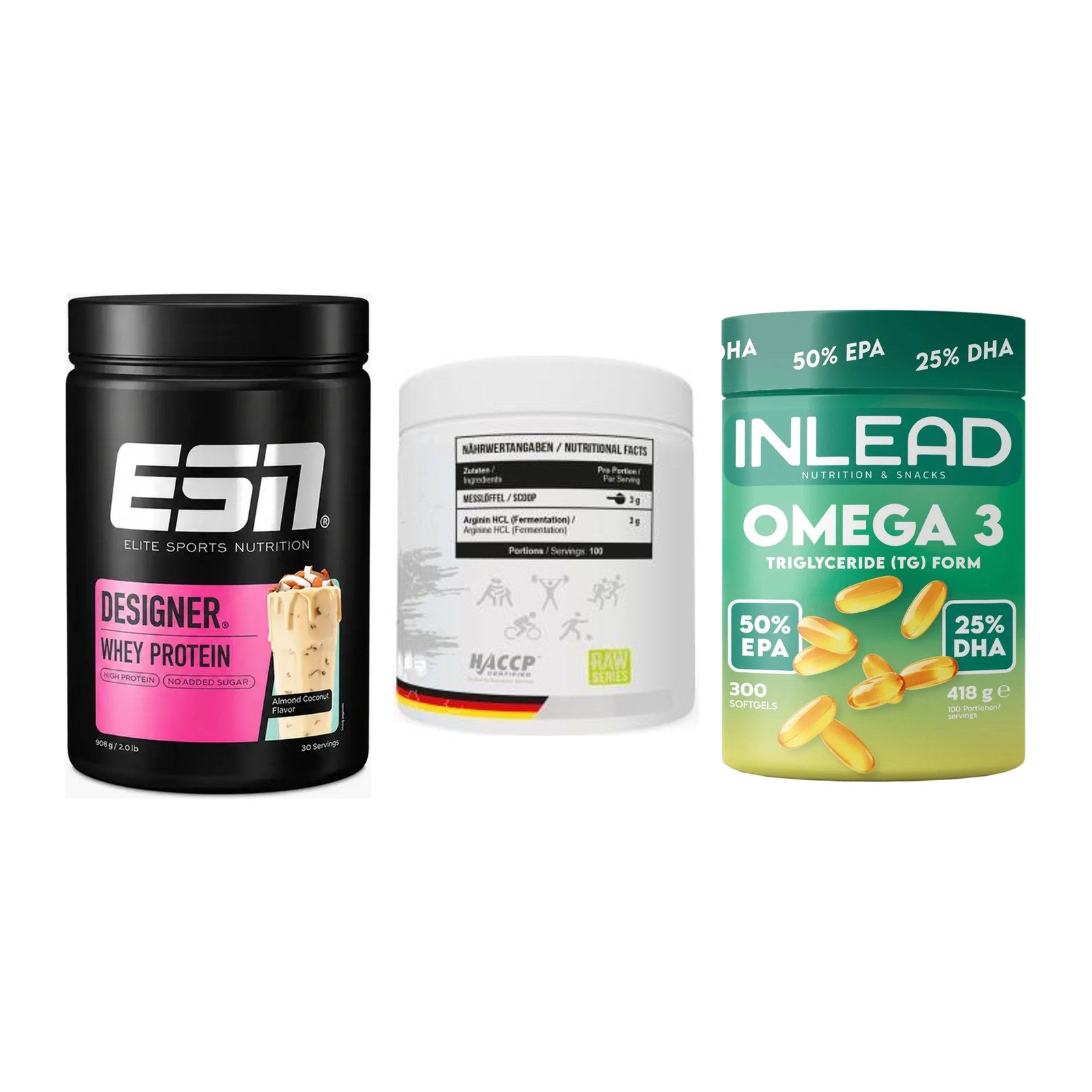 Definitionsphase-Set: ESN Designer + MST Arginine + INLEAD Omega-3 – alle enthaltenen Artikel