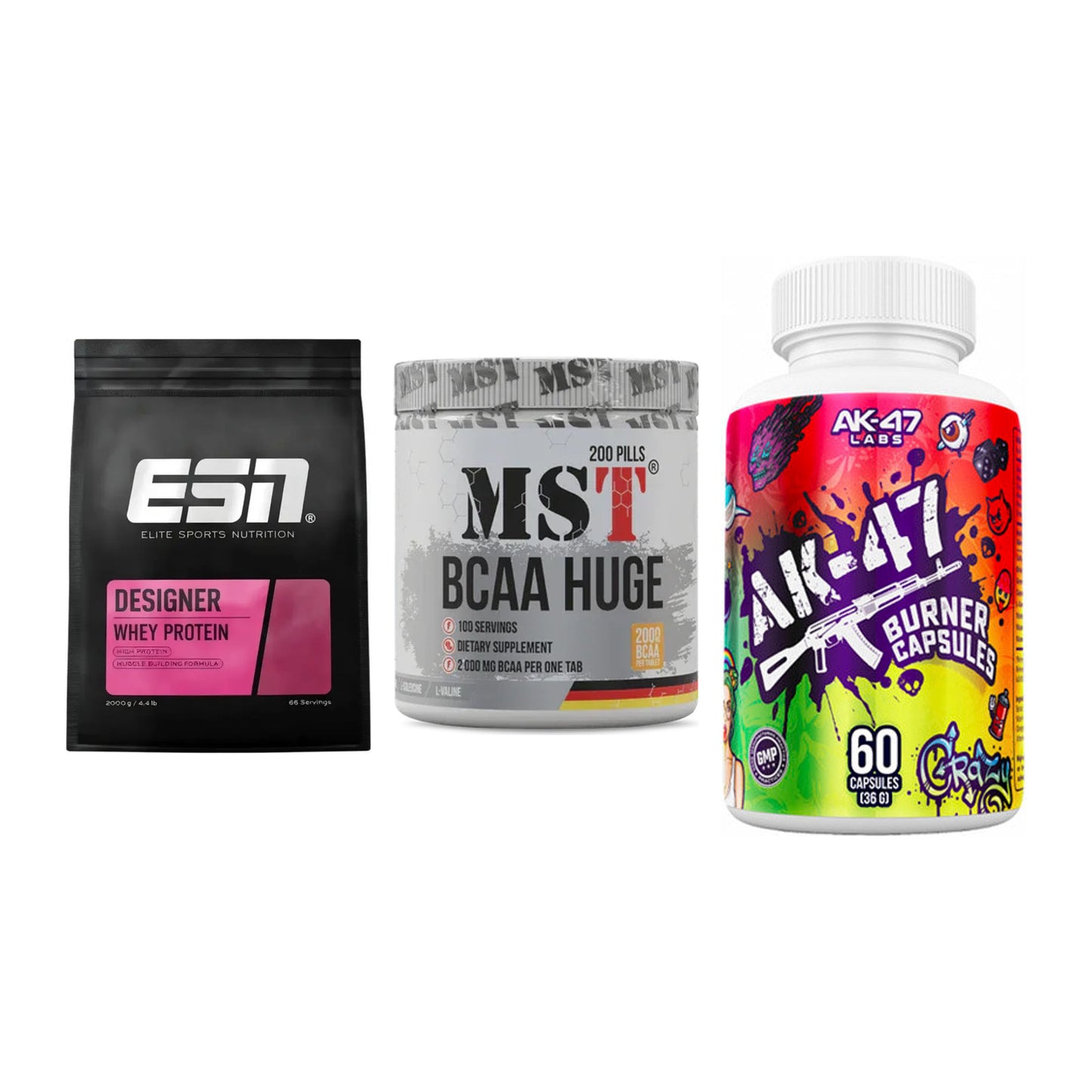 Definitionsphase-Set: ESN Designer + MST BCAA Huge + AK47 Labs – alle enthaltenen Artikel