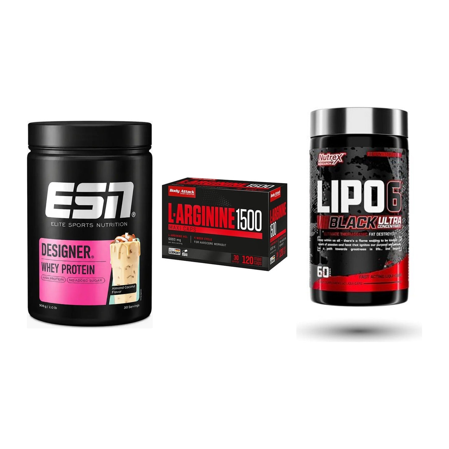 Definitionsphase-Set: ESN Designer + Body Attack + Nutrex Lipo 6 – alle enthaltenen Artikel
