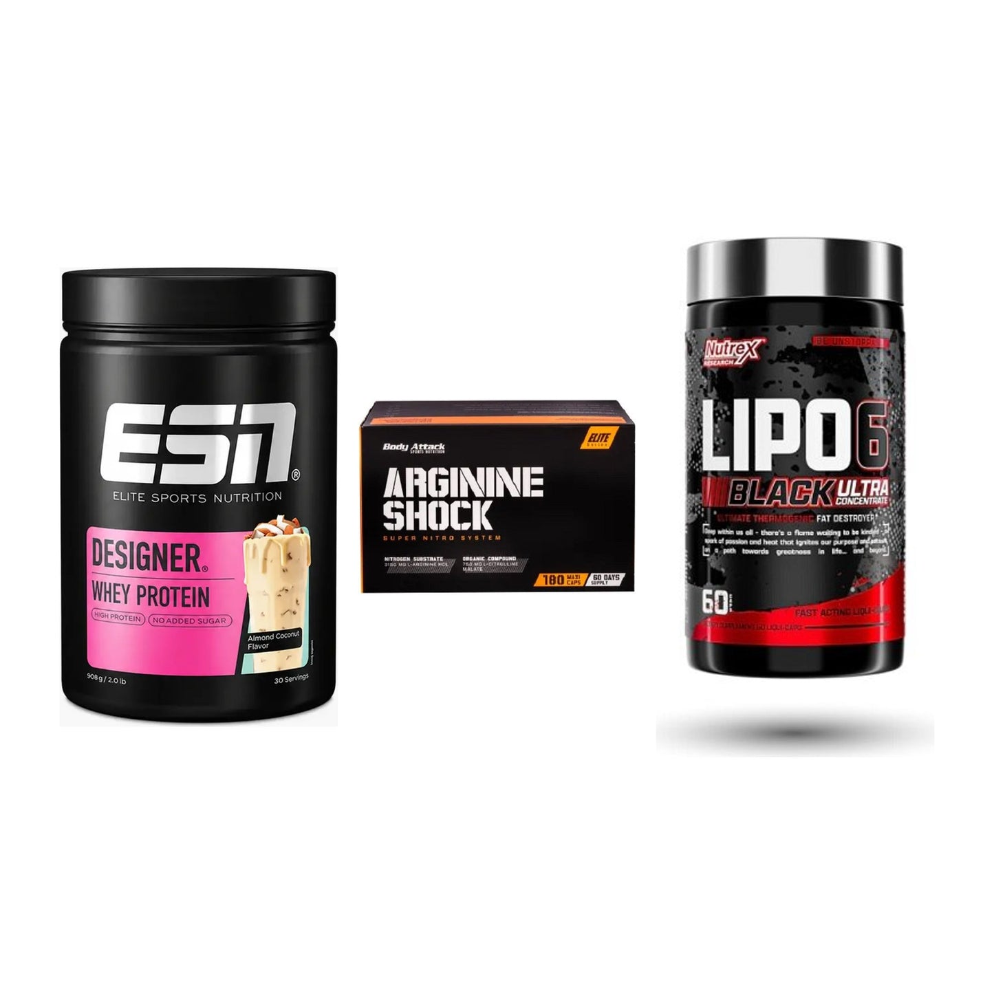 Definitionsphase-Set: ESN Designer + Body Attack + Nutrex Lipo 6 – alle enthaltenen Artikel