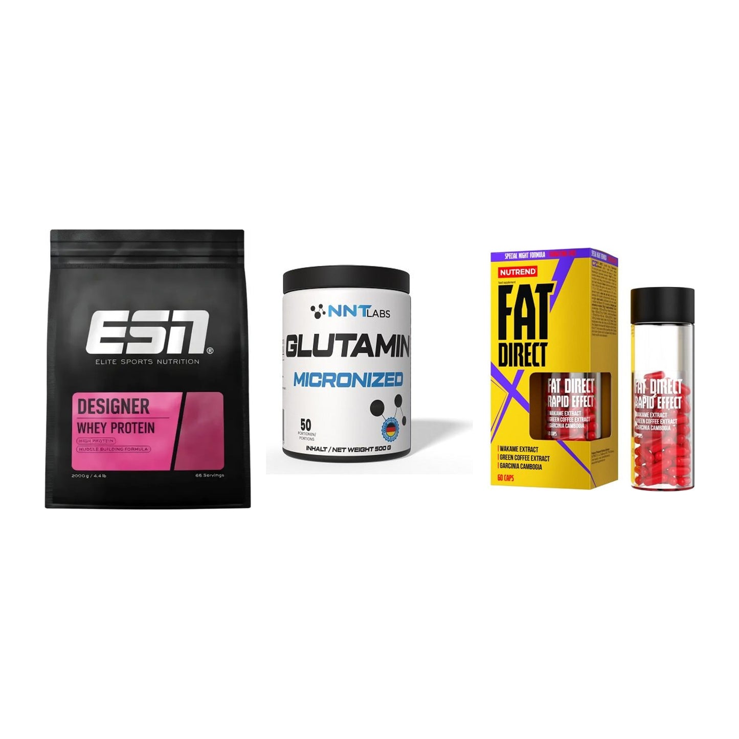 Definitionsphase-Set: ESN Designer + NNT Glutamin + Nutrend Fat – alle enthaltenen Artikel