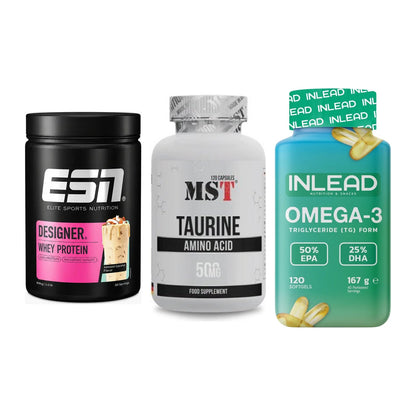 Definitionsphase-Set: ESN Designer Whey + MST Taurine + INLEAD Omega-3 – alle enthaltenen Artikel
