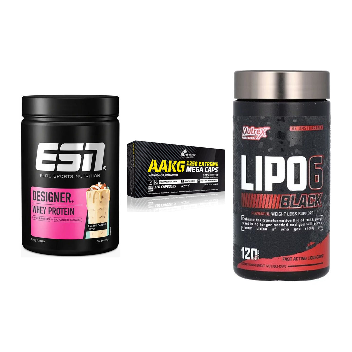 Definitionsphase-Set: ESN Designer + Olimp AAKG + Nutrex Lipo 6 – alle enthaltenen Artikel