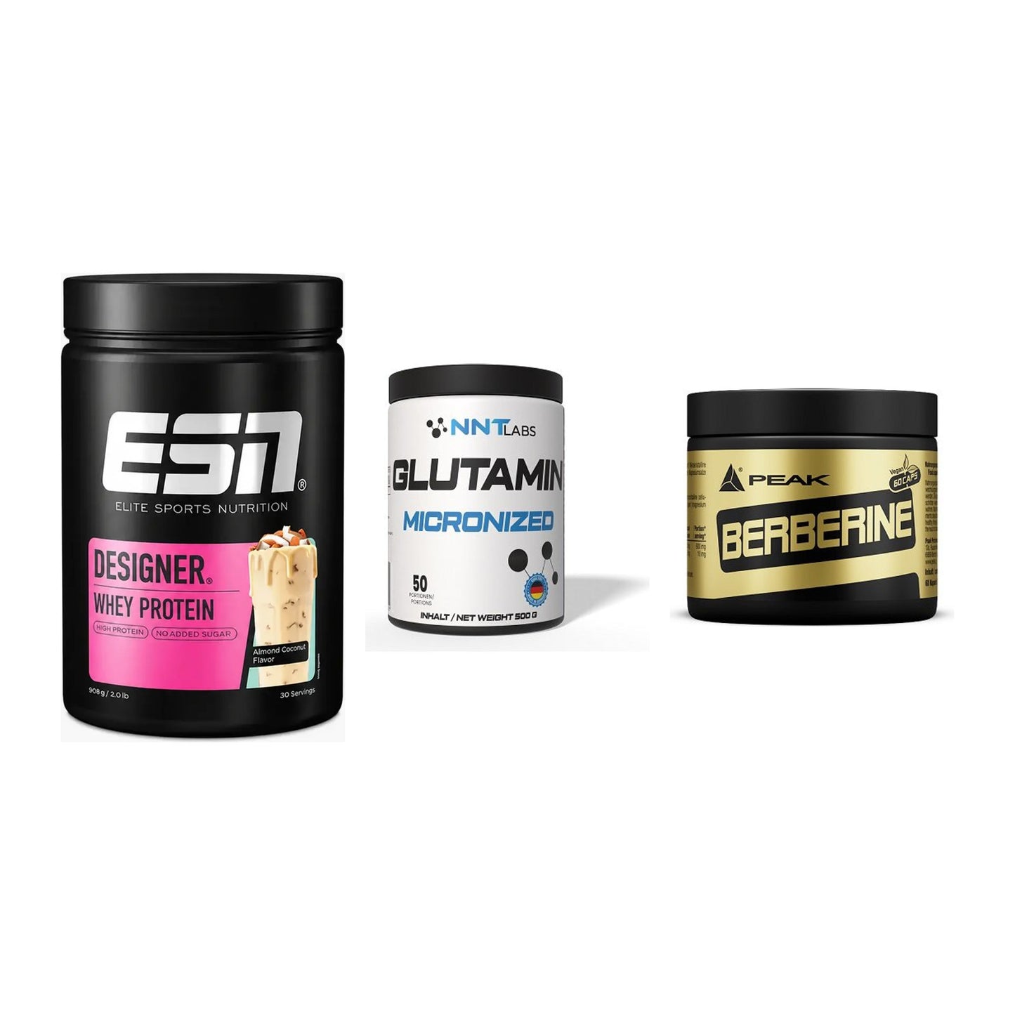 Definitionsphase-Set: ESN Designer + NNT Glutamin + Peak Berberine – alle enthaltenen Artikel
