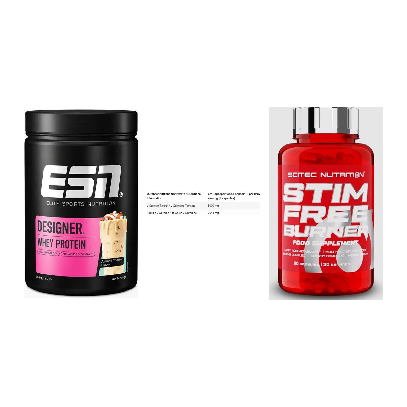 Definitionsphase-Set: ESN Designer + INLEAD L-Carni + Scitec Stim – alle enthaltenen Artikel