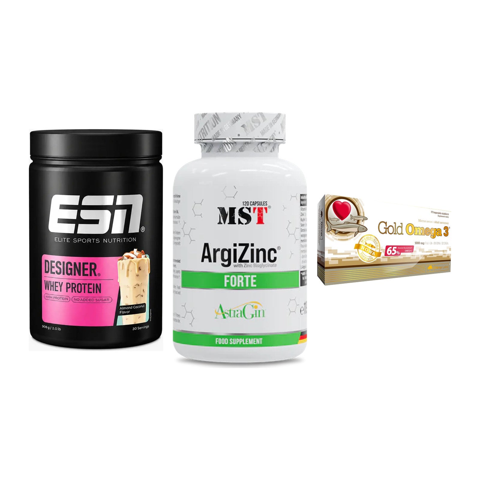Definitionsphase-Set: ESN Designer + MST ArgiZinc + Olimp Omega 3 – alle enthaltenen Artikel