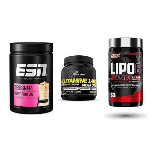 Definitionsphase-Set: ESN Designer + Olimp L-Glutam + Nutrex Lipo 6 – alle enthaltenen Artikel