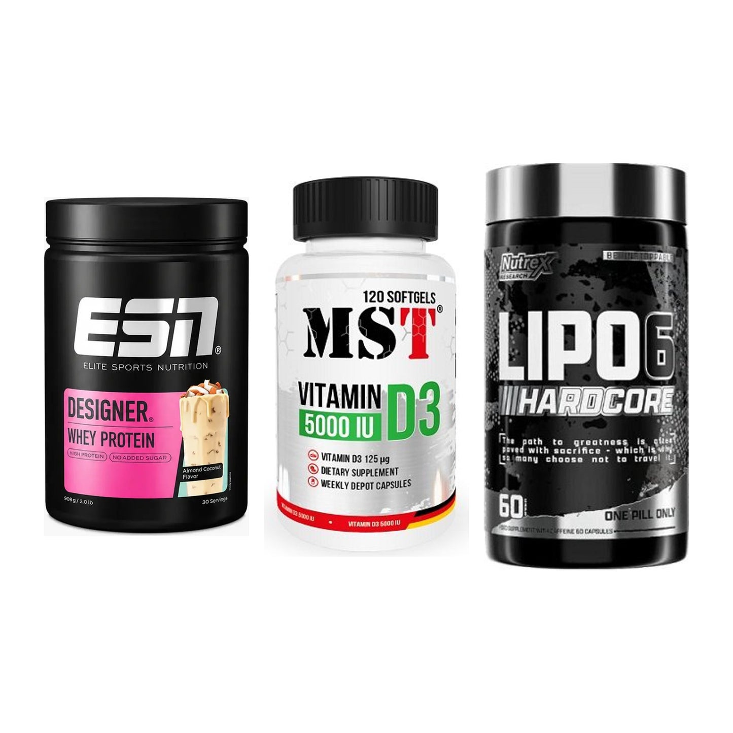 Definitionsphase-Set: ESN Designer + MST Vitamin D3 + Nutrex Lipo 6 – alle enthaltenen Artikel