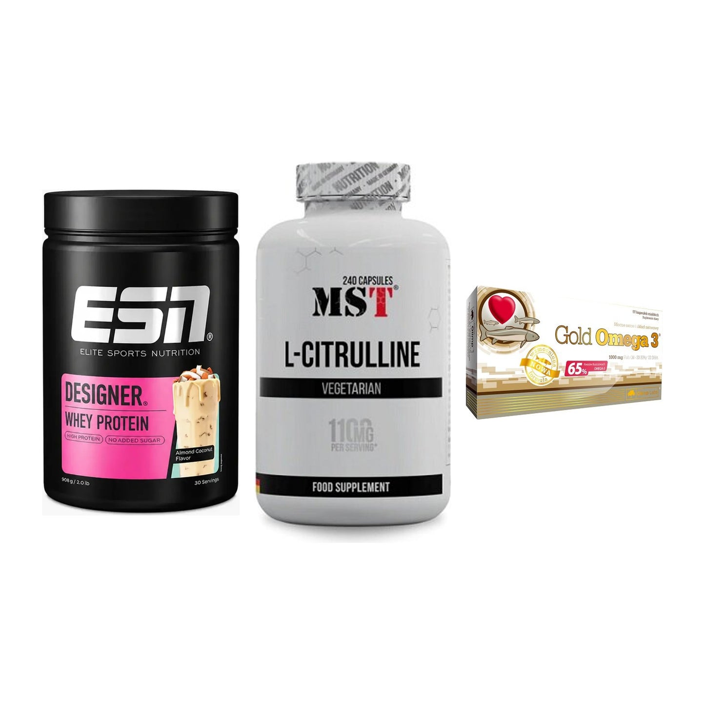 Definitionsphase-Set: ESN Designer + MST Citrulline + Olimp Omega 3 – alle enthaltenen Artikel