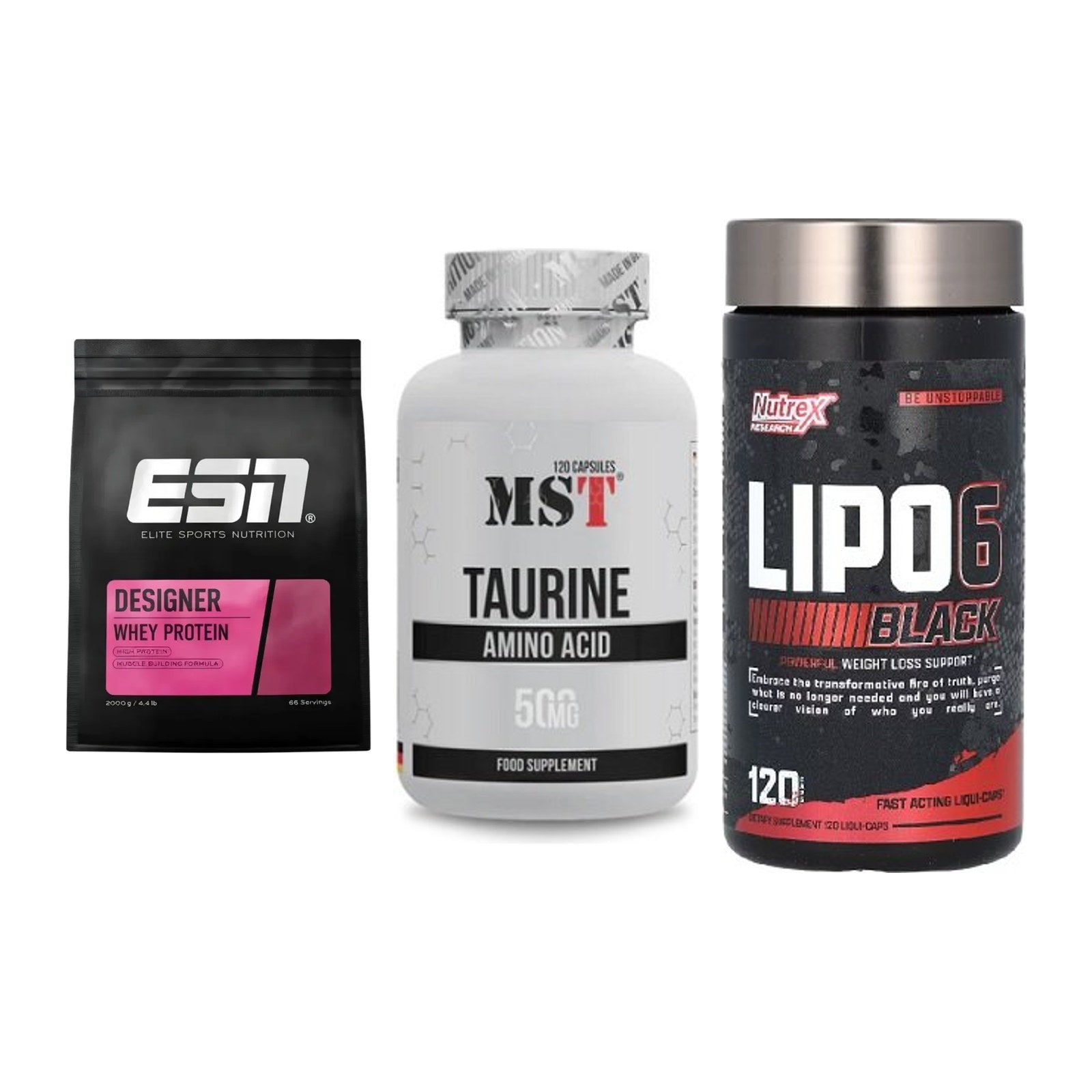 Definitionsphase-Set: ESN Designer + MST Taurine + Nutrex Lipo 6 – alle enthaltenen Artikel