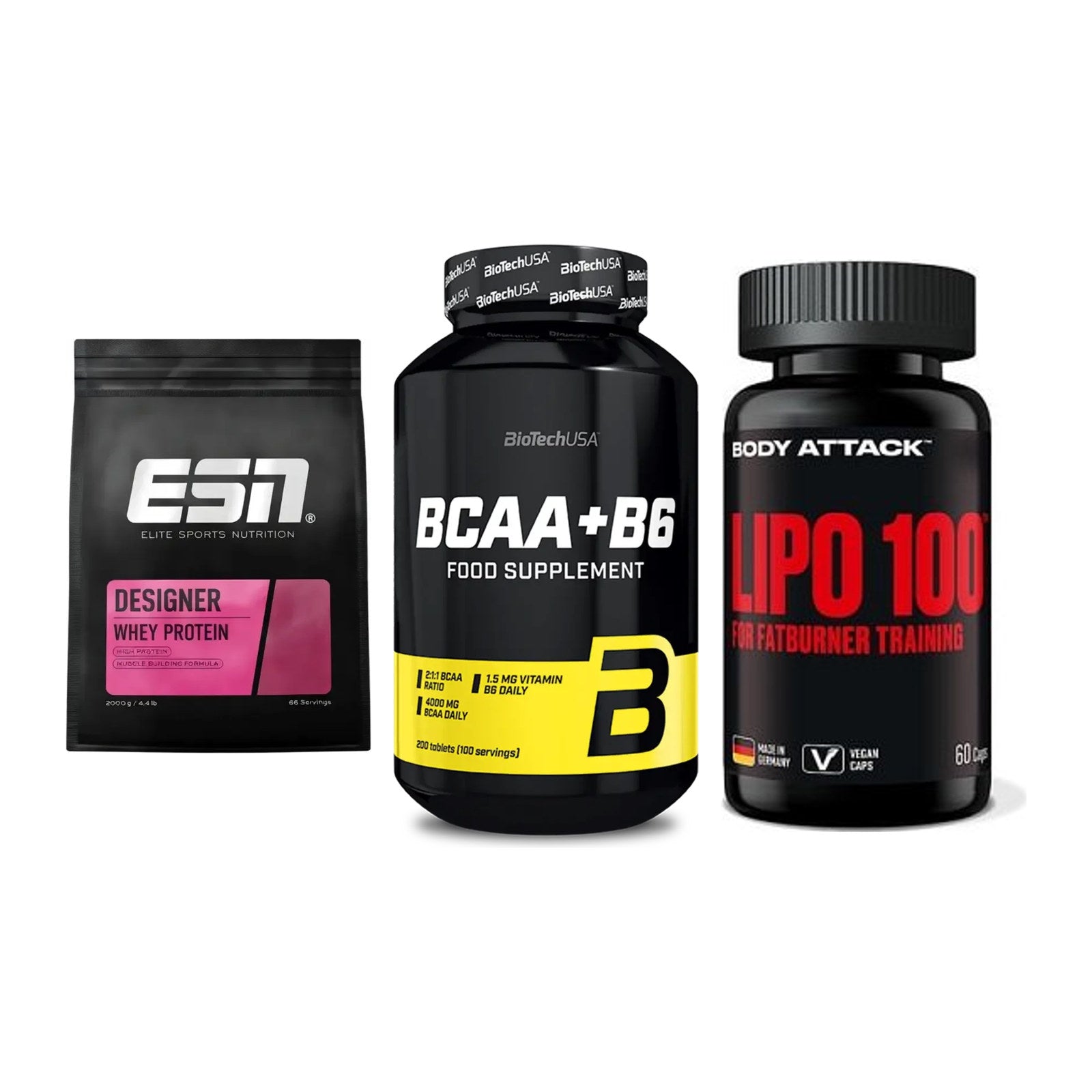 Definitionsphase-Set: ESN Designer + BioTech BCAA+B + Body Attack – alle enthaltenen Artikel