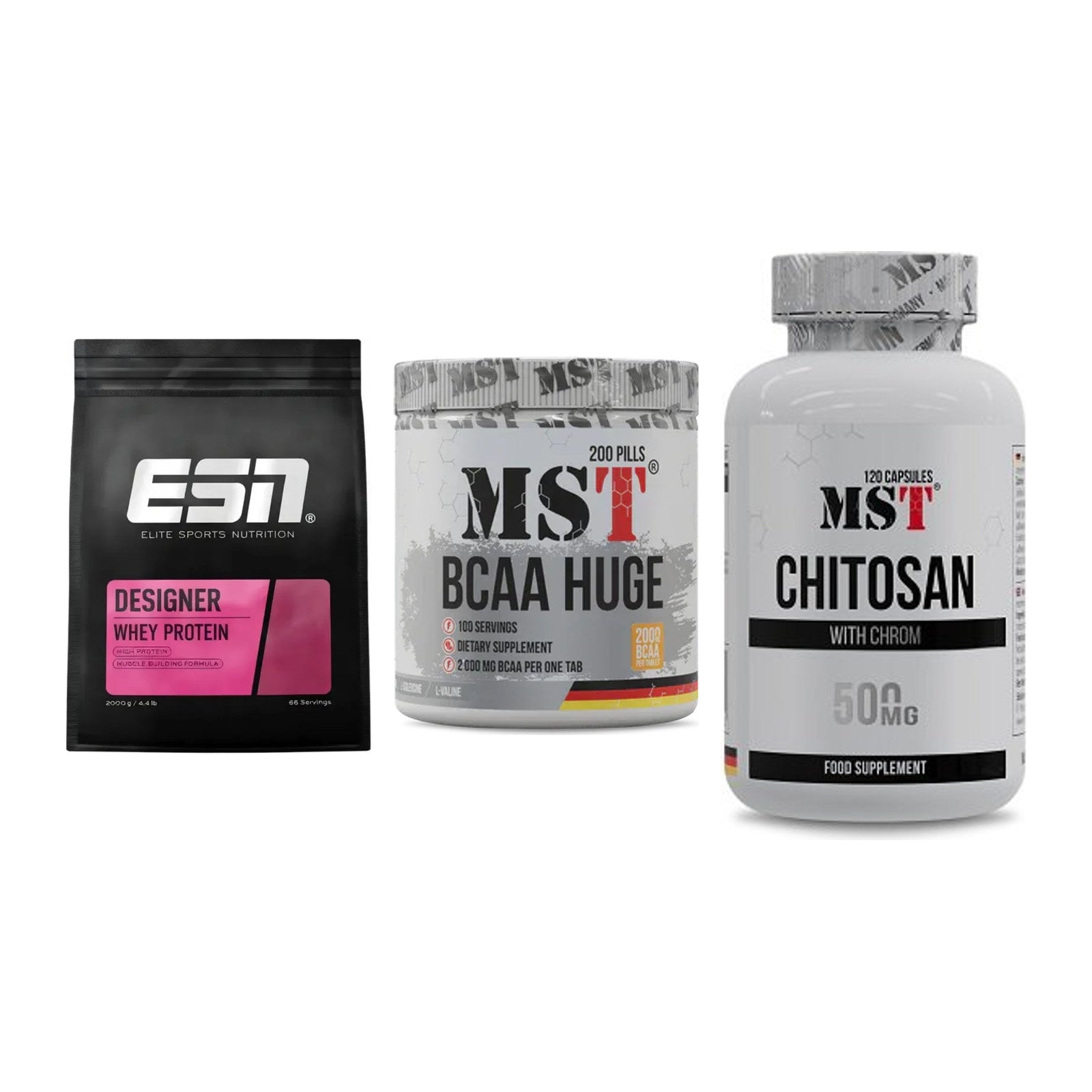 Definitionsphase-Set: ESN Designer + MST BCAA Huge + MST Chitosan – alle enthaltenen Artikel