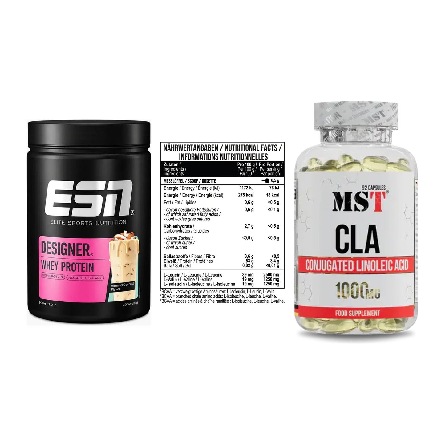 Definitionsphase-Set: ESN Designer + MST BCAA Zero + MST CLA 1000mg – alle enthaltenen Artikel