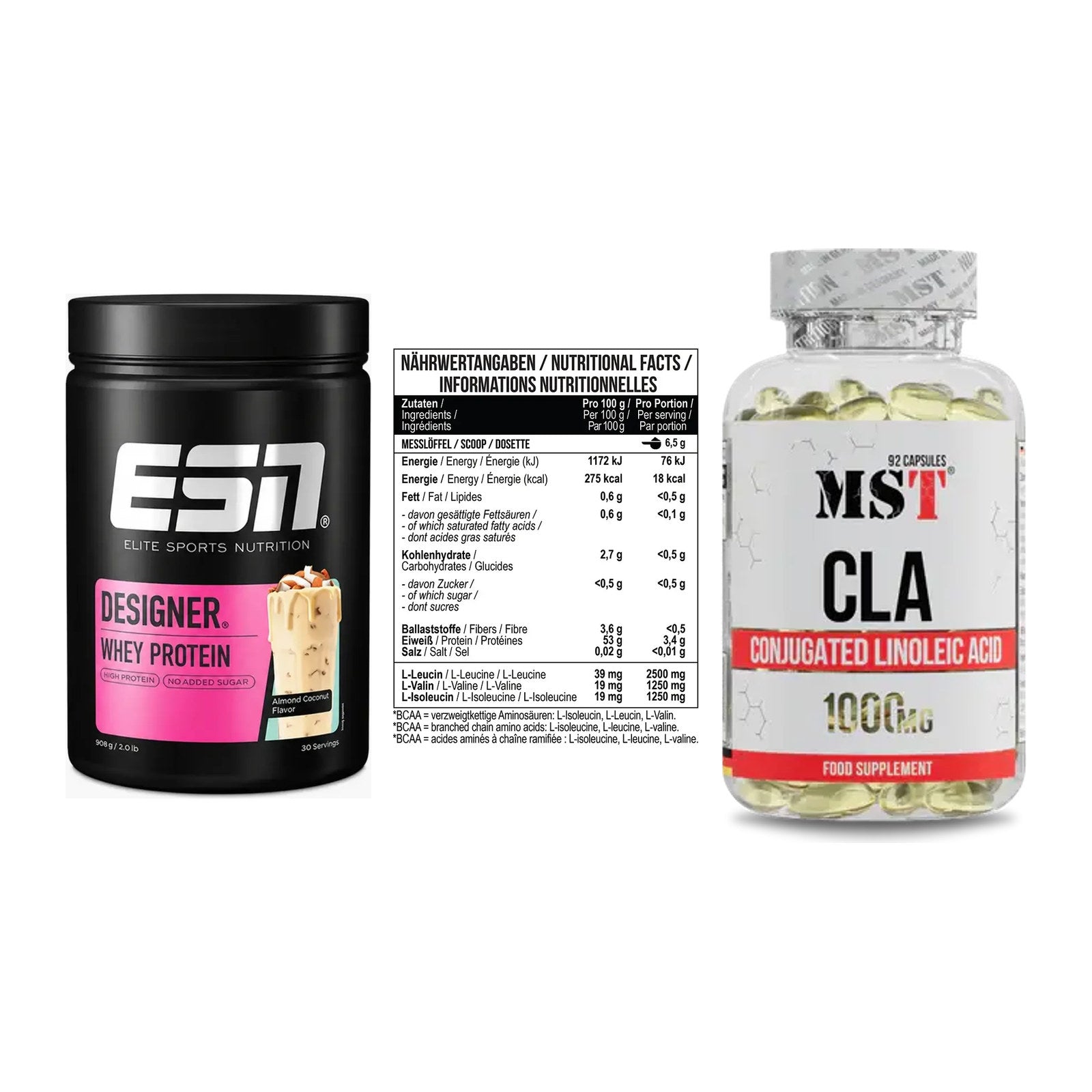 Definitionsphase-Set: ESN Designer + MST BCAA Zero + MST CLA 1000mg – alle enthaltenen Artikel