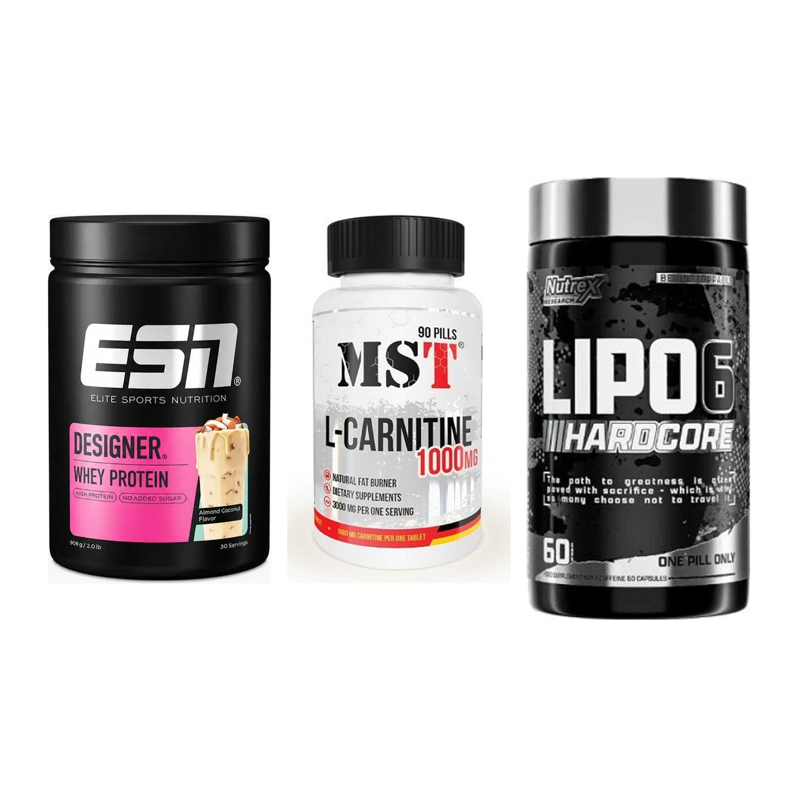 Definitionsphase-Set: ESN Designer + MST L-Carnitin + Nutrex Lipo 6 – alle enthaltenen Artikel