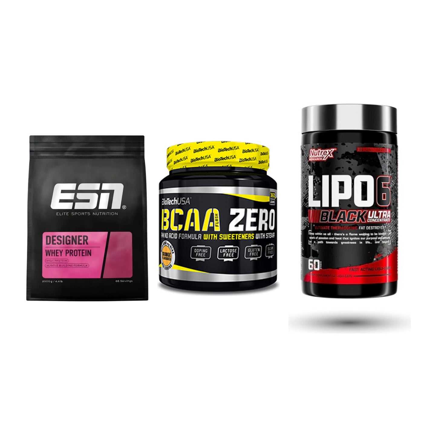 Definitionsphase-Set: ESN Designer + BioTech BCAA + Nutrex Lipo 6 – alle enthaltenen Artikel