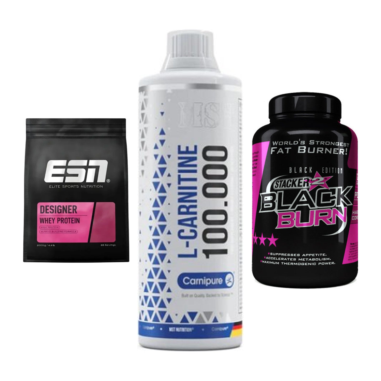 Definitionsphase-Set: ESN Designer + MST L-Carnitin + Stacker2 Black – alle enthaltenen Artikel
