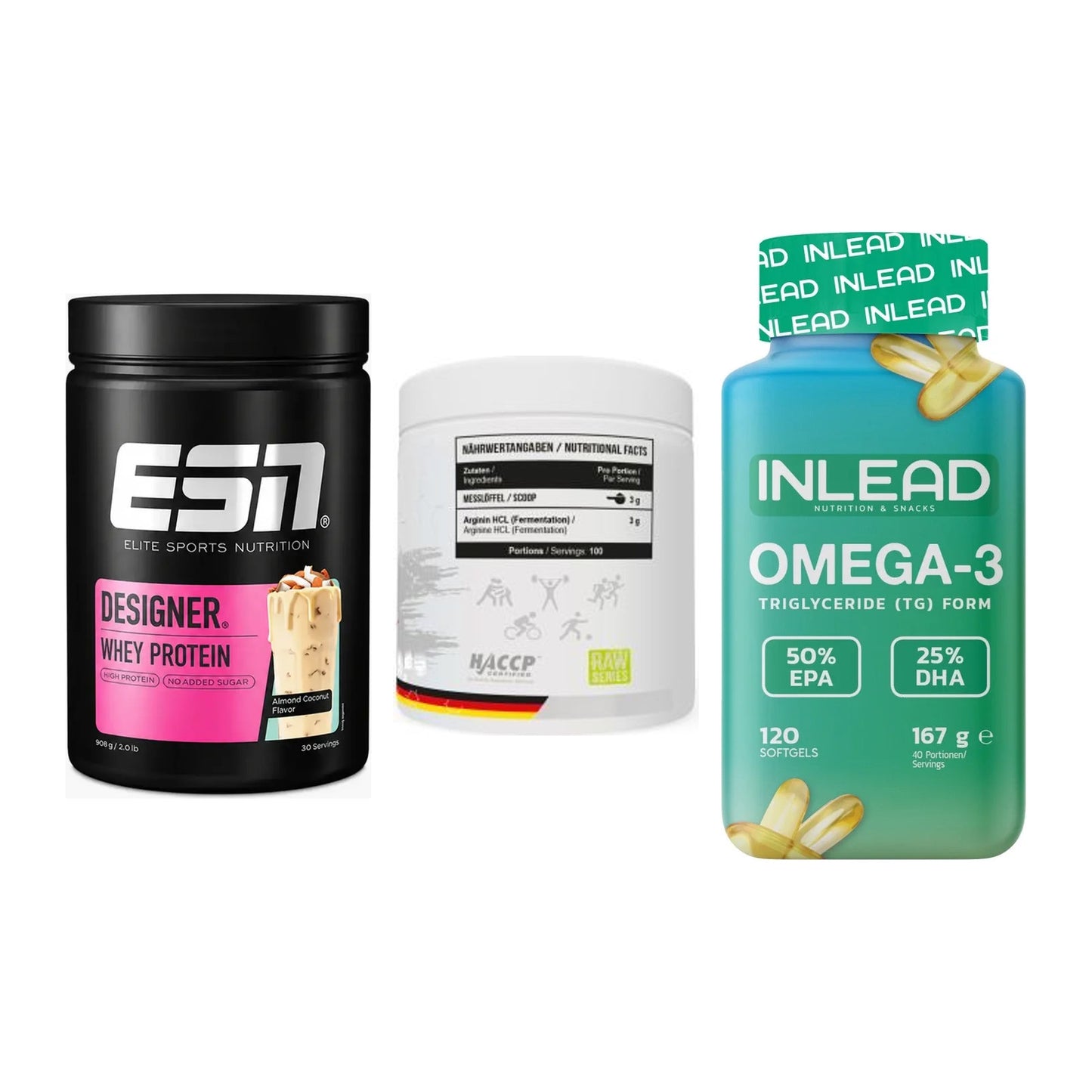 Definitionsphase-Set: ESN Designer + MST Arginine + INLEAD Omega-3 – alle enthaltenen Artikel